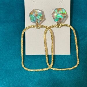 NEW ARB Boutique Gold Iridescent Multicolor Dangle Earrings